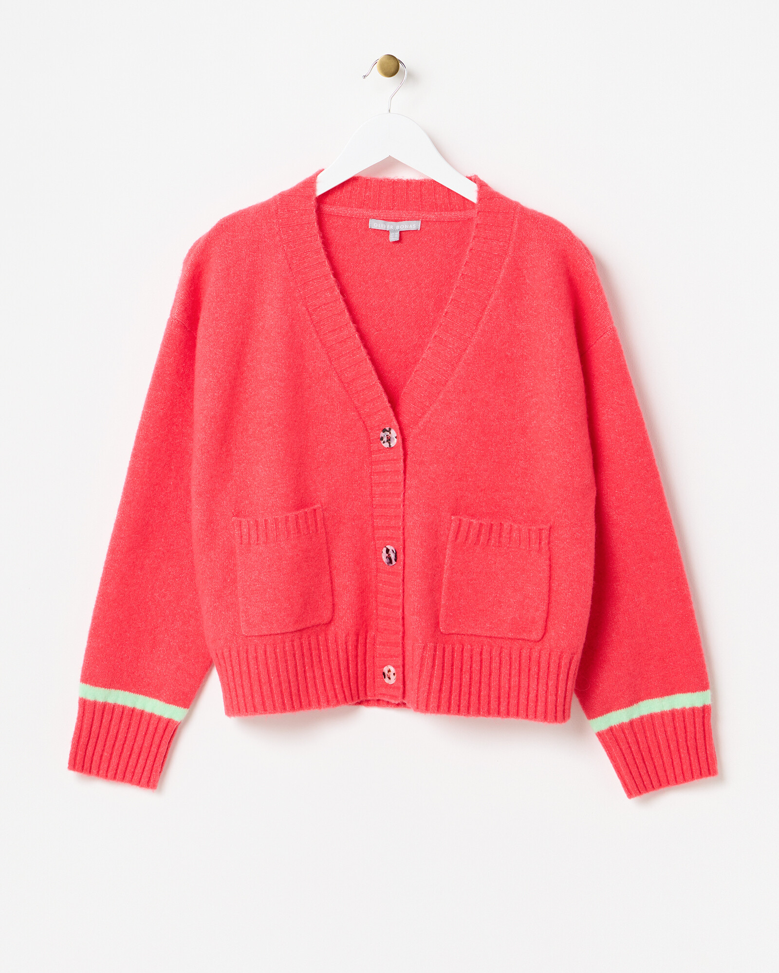 Coral Pink Knitted Cardigan | Oliver Bonas | Oliver Bonas (Global)
