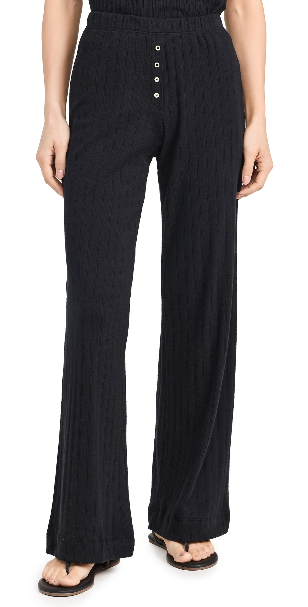 Leset Pointelle Boxer Pants Black L | Shopbop