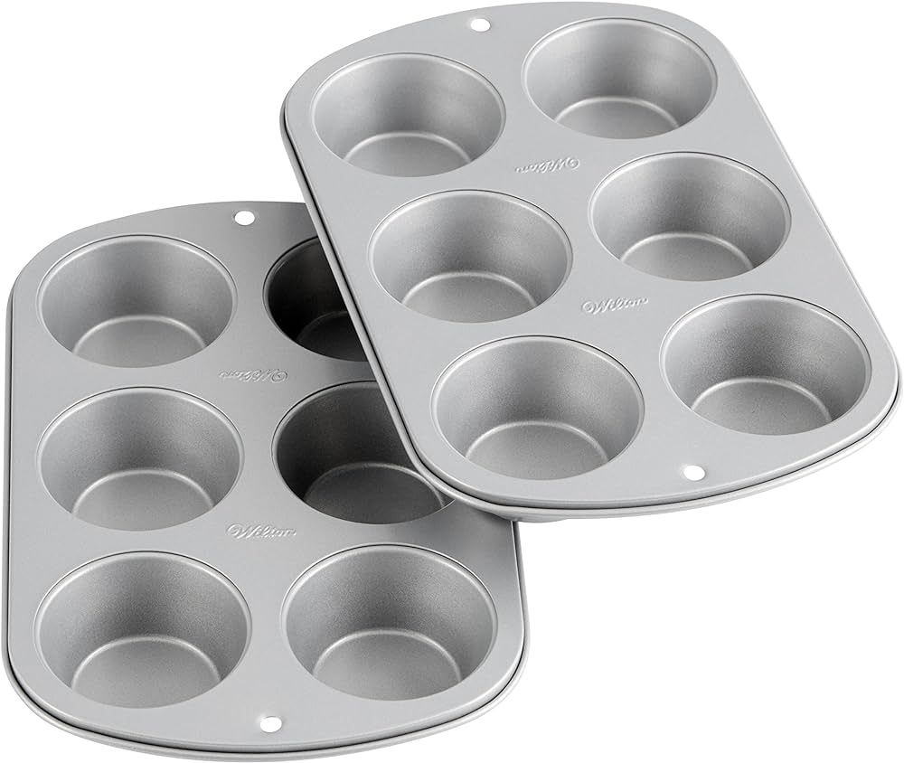 Wilton Recipe Right Non-Stick 6-Cup Standard Muffin Pan, Set of 2 | Amazon (US)