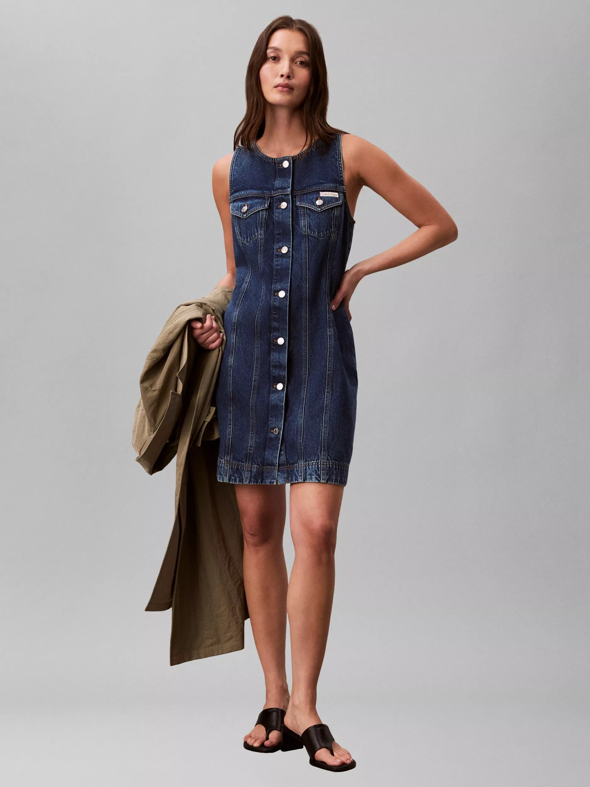 Sleeveless Denim Trucker Dress, Madden Blue | John Lewis (UK)