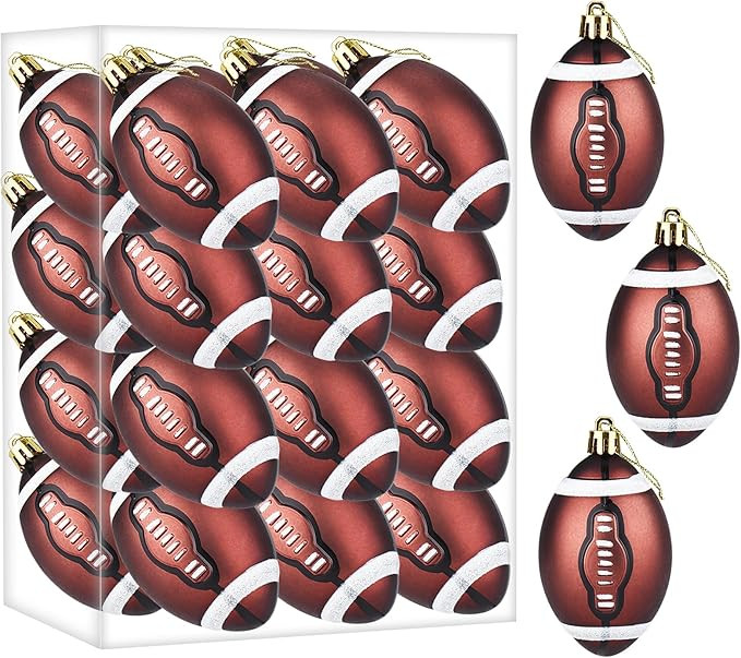 24 Pcs Christmas Sport Ball Ornament Plastic Xmas Football Soccer Ornament Balls with Hanging Loo... | Amazon (US)