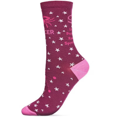 Memoi Women's Cancer Zodiac Sign Crew Socks Grape 9-11 | Target
