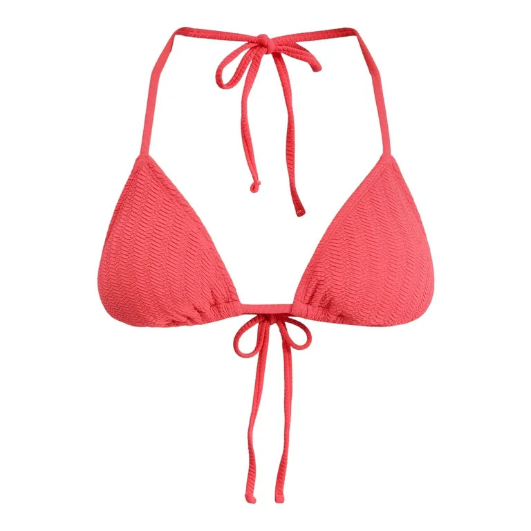 No Boundaries Herringbone Crinkle Triangle Bikini Top, Women's | Walmart (US)