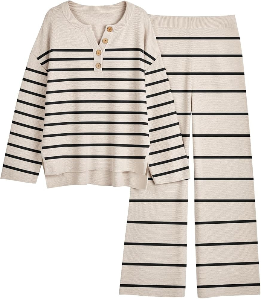 LILLUSORY Women's 2 Piece Lounge Sets Oversized Slouchy Matching Sets Cozy Knit Sets | Amazon (US)