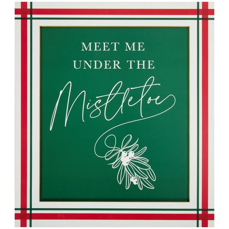 Meet Me Under the Mistletoe Traditional Hanging Christmas Sign, 18 inch, Green, Holiday Time | Walmart (US)