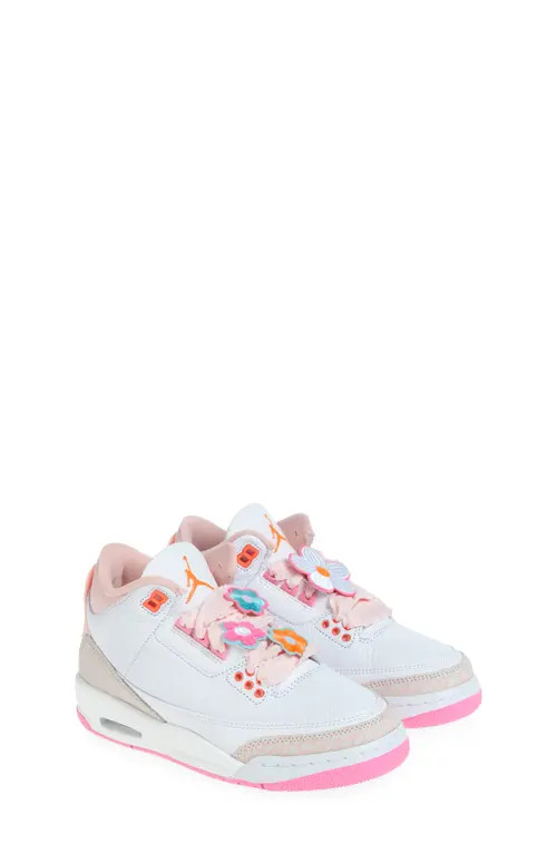 Kids' Air Jordan 3 Retro Basketball Sneaker in Pearl Pink/Hyper Orange at Nordstrom, Size 11 M | Nordstrom