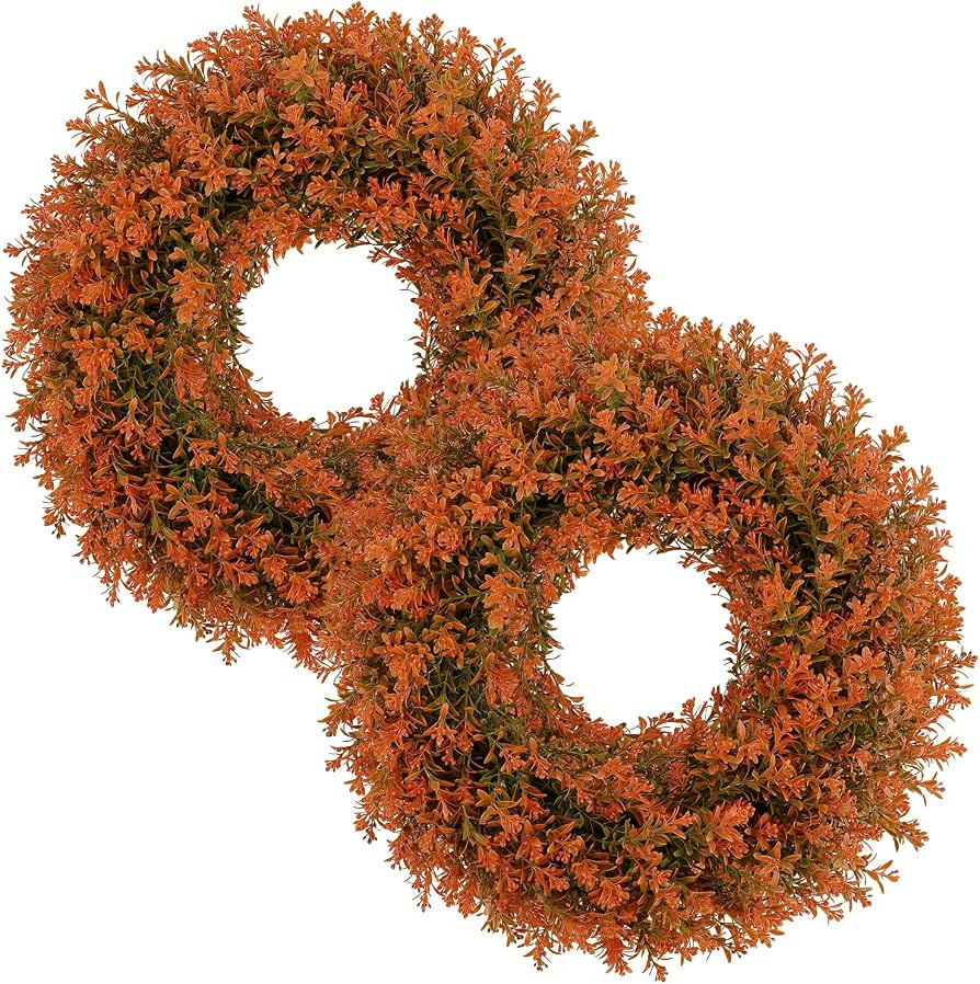 U'Artlines 17" Fall Front Door Boxwood Wreaths, Artificial Harvest Wreath | Amazon (US)