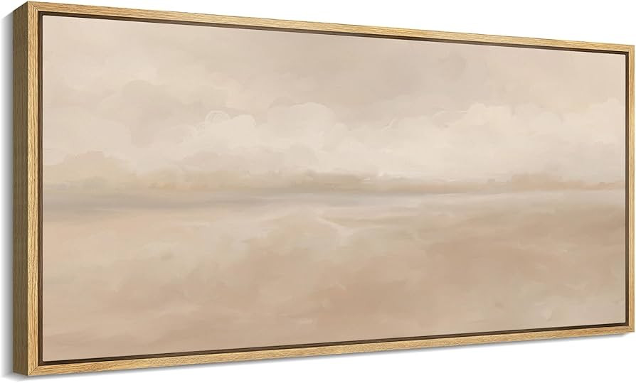 MUDECOR Extra Large Framed Canvas Print Wall Art Soft Beige Horizon Tranquil Neutral Abstract Ill... | Amazon (US)
