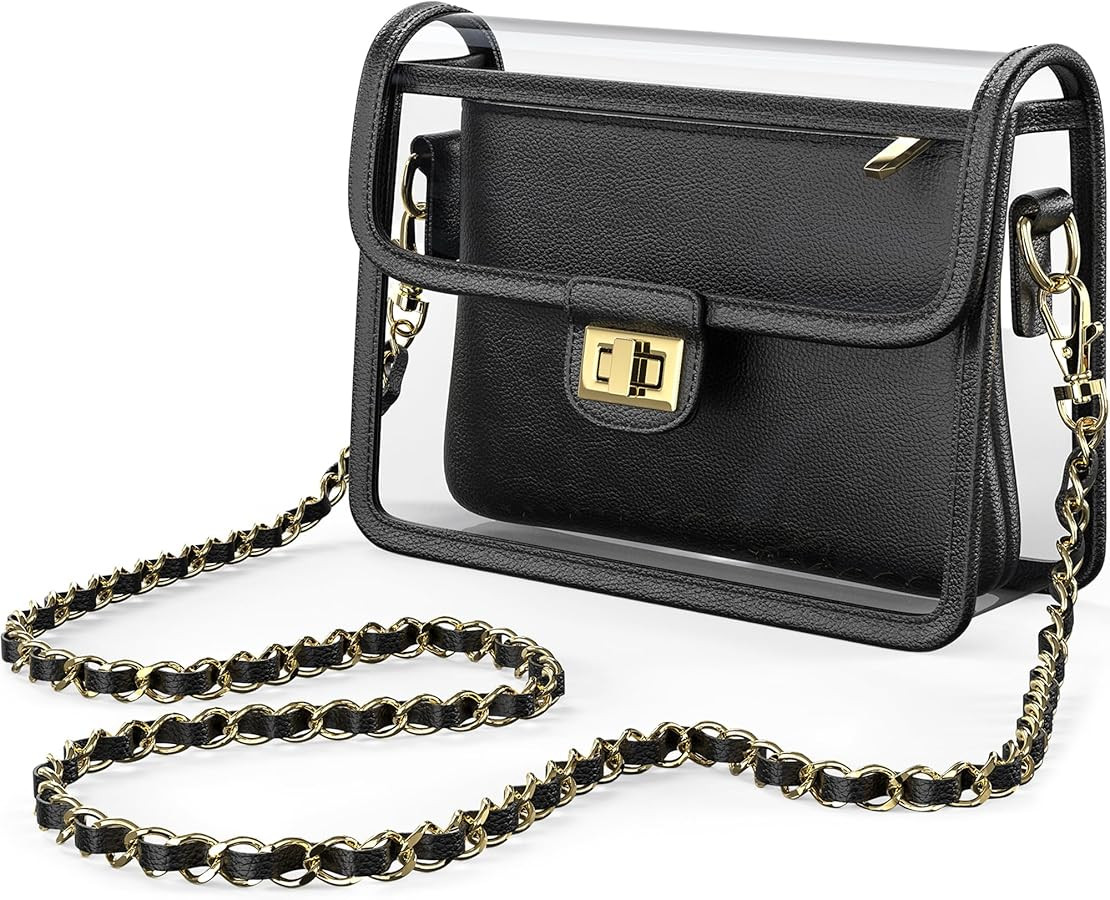 Clear Crossbody Purse for Women Stadium Approved 7.25" x 5.25" - UV TPU Luxury Bag with Wallet & ... | Amazon (US)