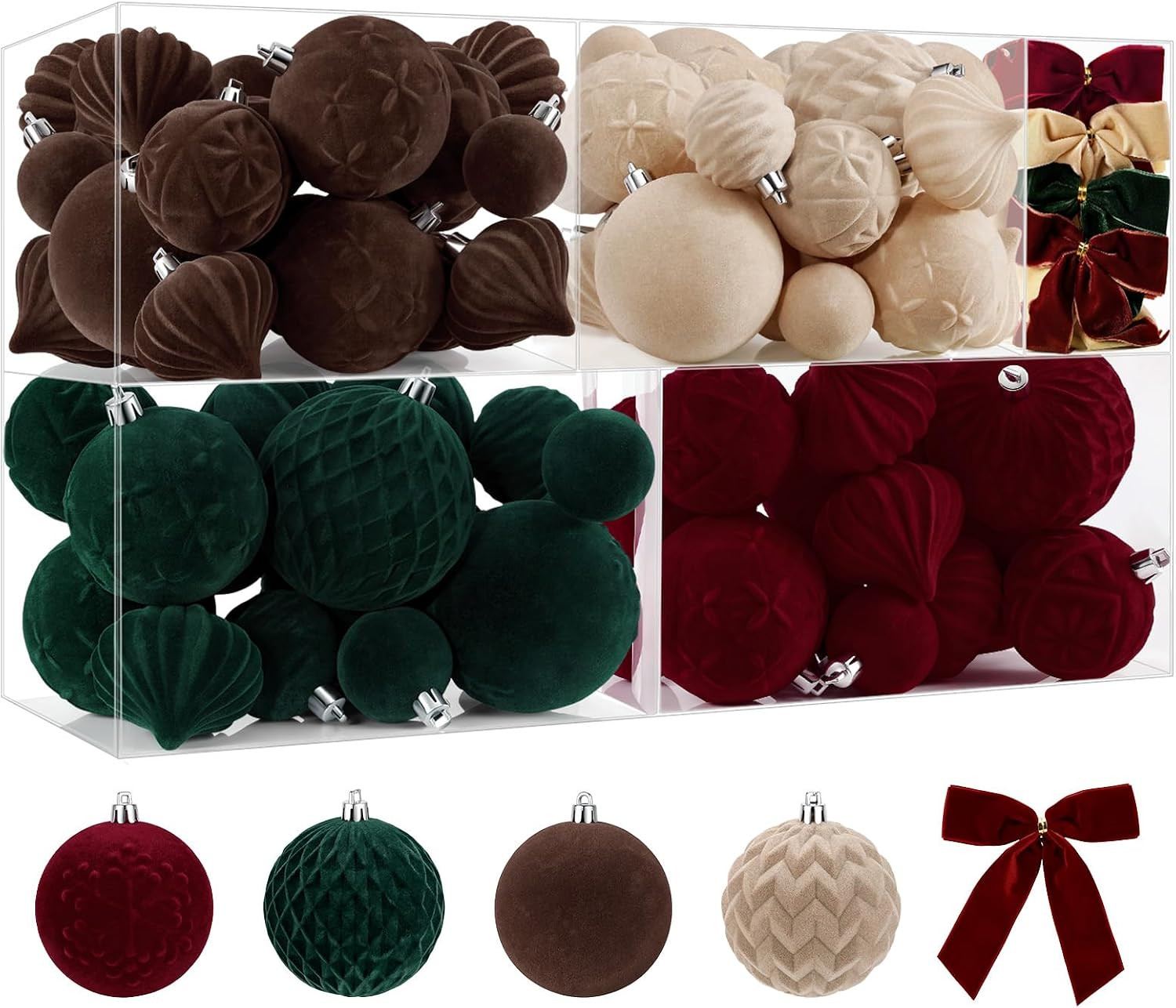 SHareconn 80pcs Velvet Christmas Tree Balls Ornaments Set Decorations Red | Amazon (US)