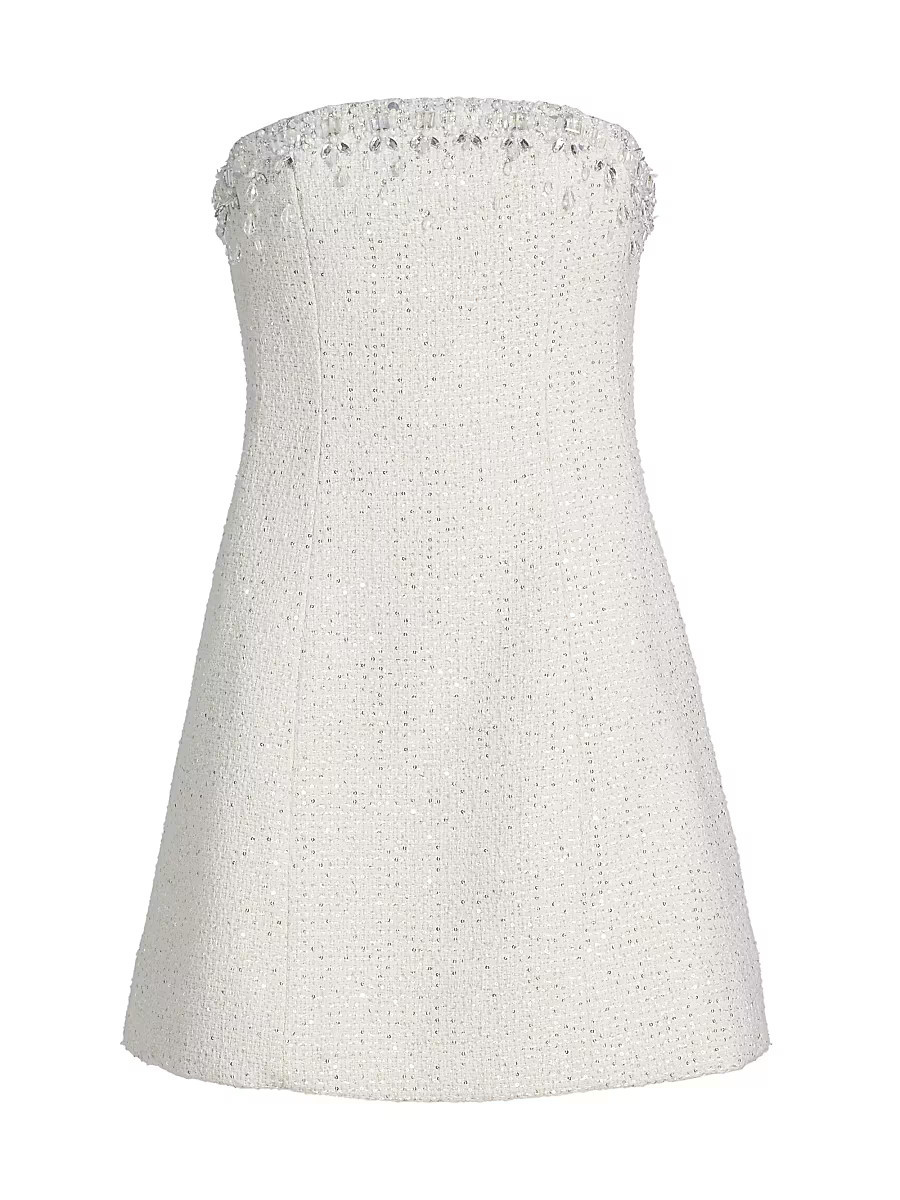 Women's Daphne Embellished-Tweed Strapless Minidress - Alabaster - Size 0 | Saks Fifth Avenue