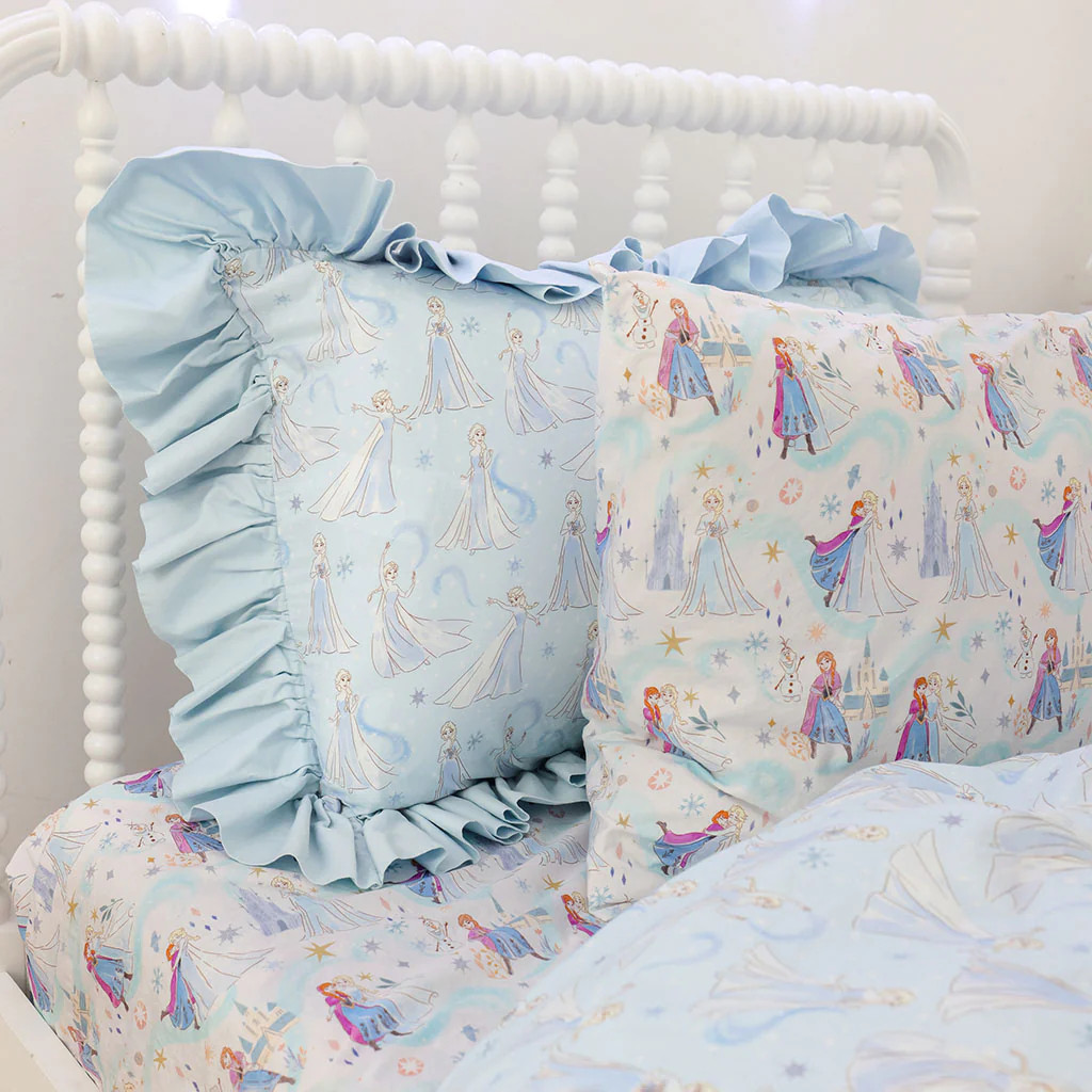 Blue Princess Disney Let It Go Ruffled Pillowcase | Posh Peanut\u00ae | Posh Peanut