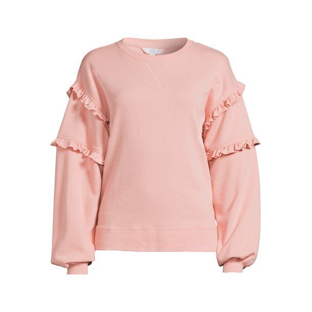 Time and Tru Women's Ruffle Sleeve Sweatshirt | Walmart (US)