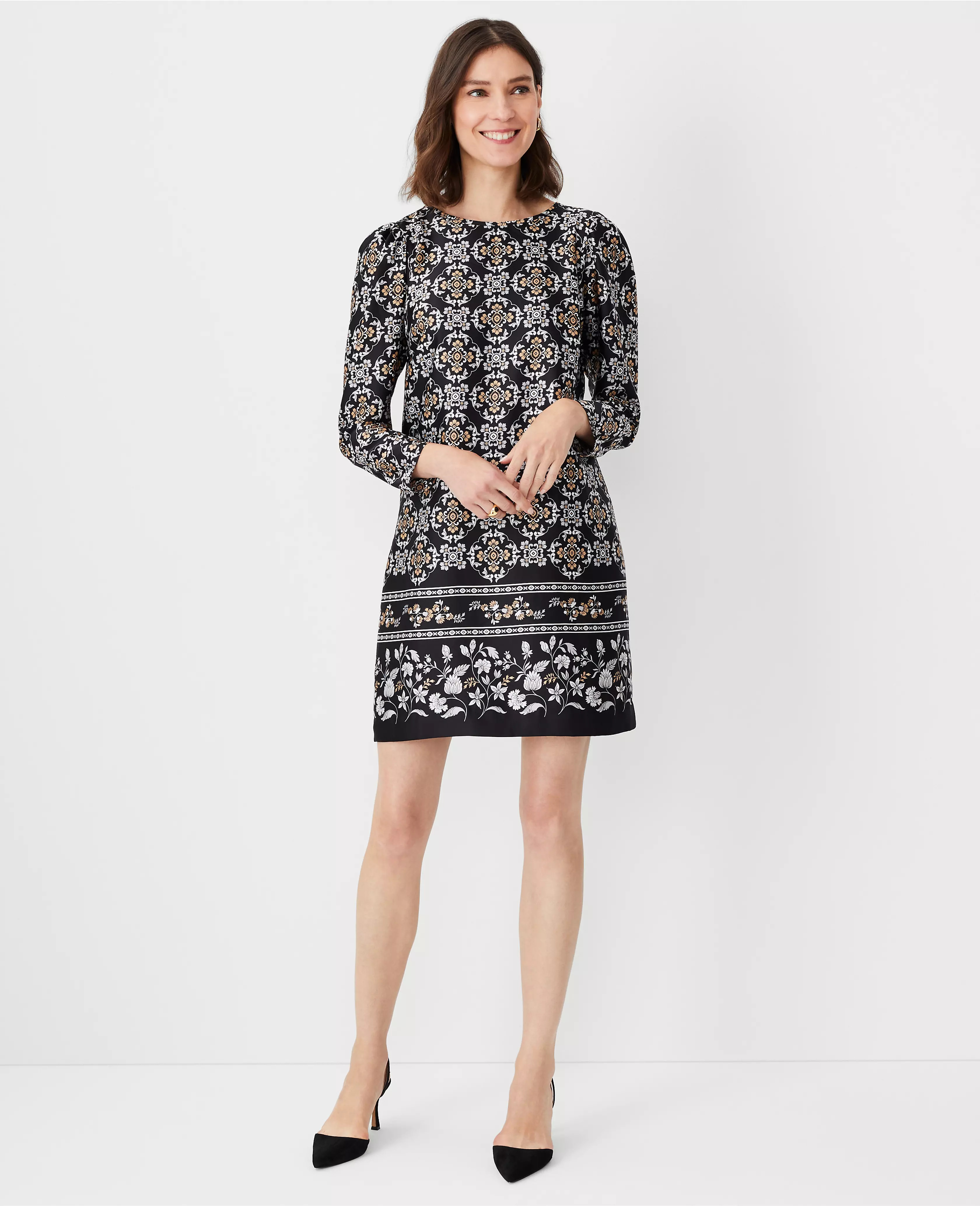 Floral Puff Sleeve Shift Dress | Ann Taylor (US)