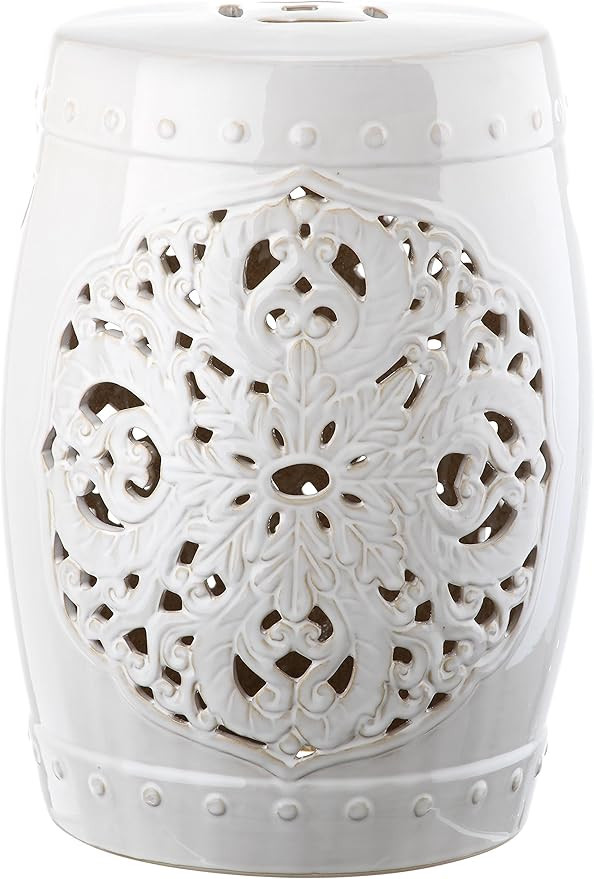 Safavieh Flora Glazed Ceramic Decorative Garden Stool, Antique White (ACS4527A) | Amazon (US)