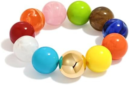 Multicolor Chunky Beaded Bracelet for Women Bold Acrylic Resin Stretch Bracelet Summer Beach Stat... | Amazon (US)