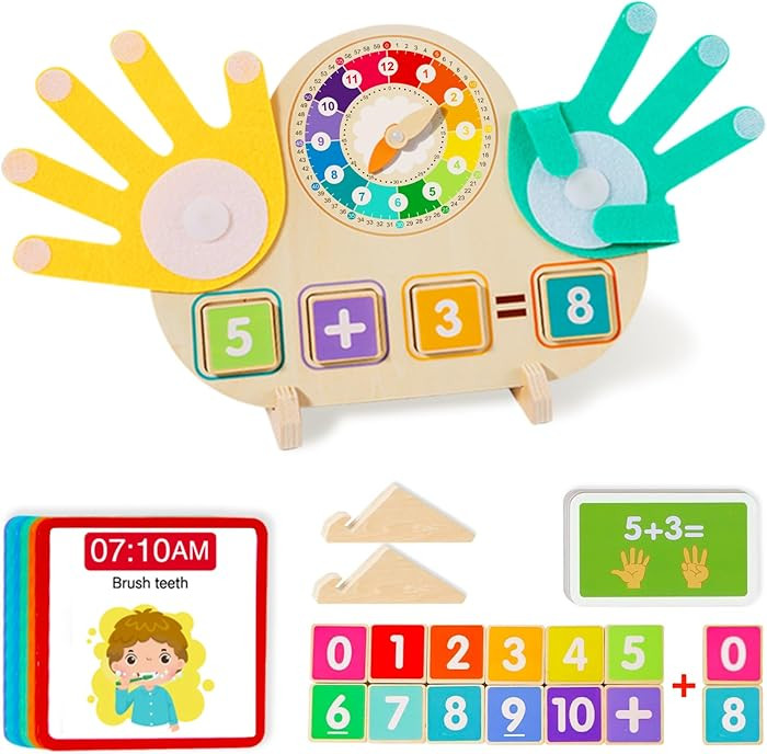Quliwise Educational 2 in 1 Math Manipulatives Number Counting Blocks & Teaching Clock for Kids, ... | Amazon (US)