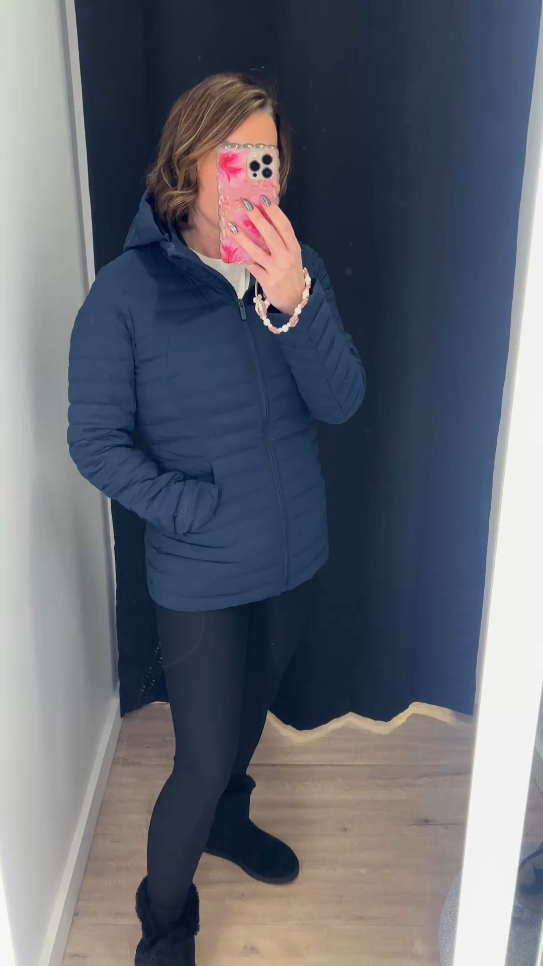 Pack it down jacket in true navy. I’m wearing the size 12.

#LTKStyleTip #LTKMidsize #LTKActive