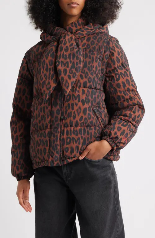 Damson Madder Pearl Convertible Hooded Puffer Jacket in Leopard at Nordstrom, Size 6 Us | Nordstrom