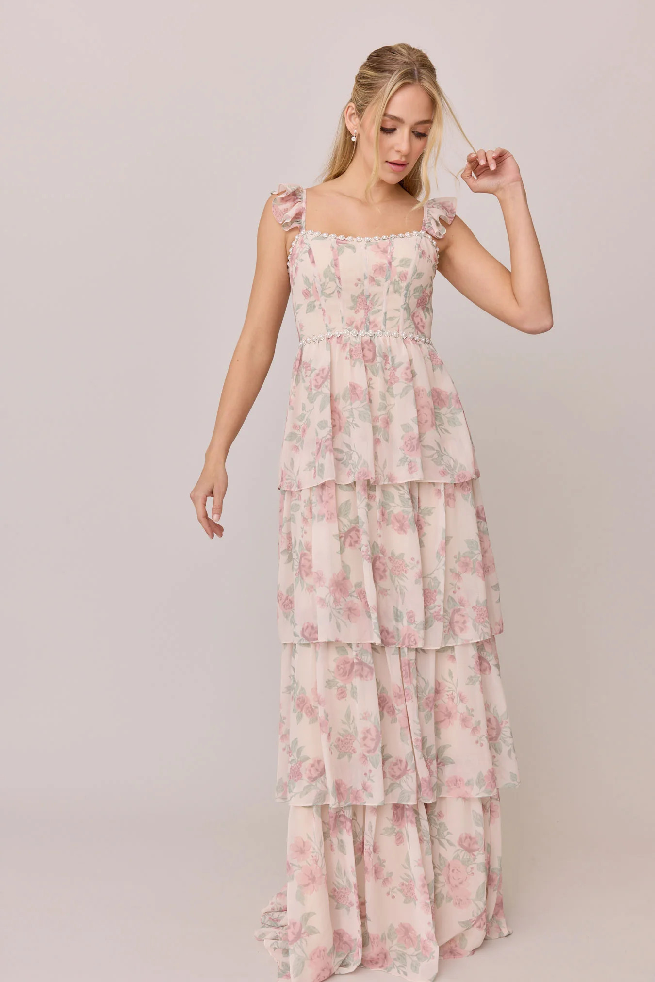 Poppy Luxe Chiffon Floral Print Dress | Revelry