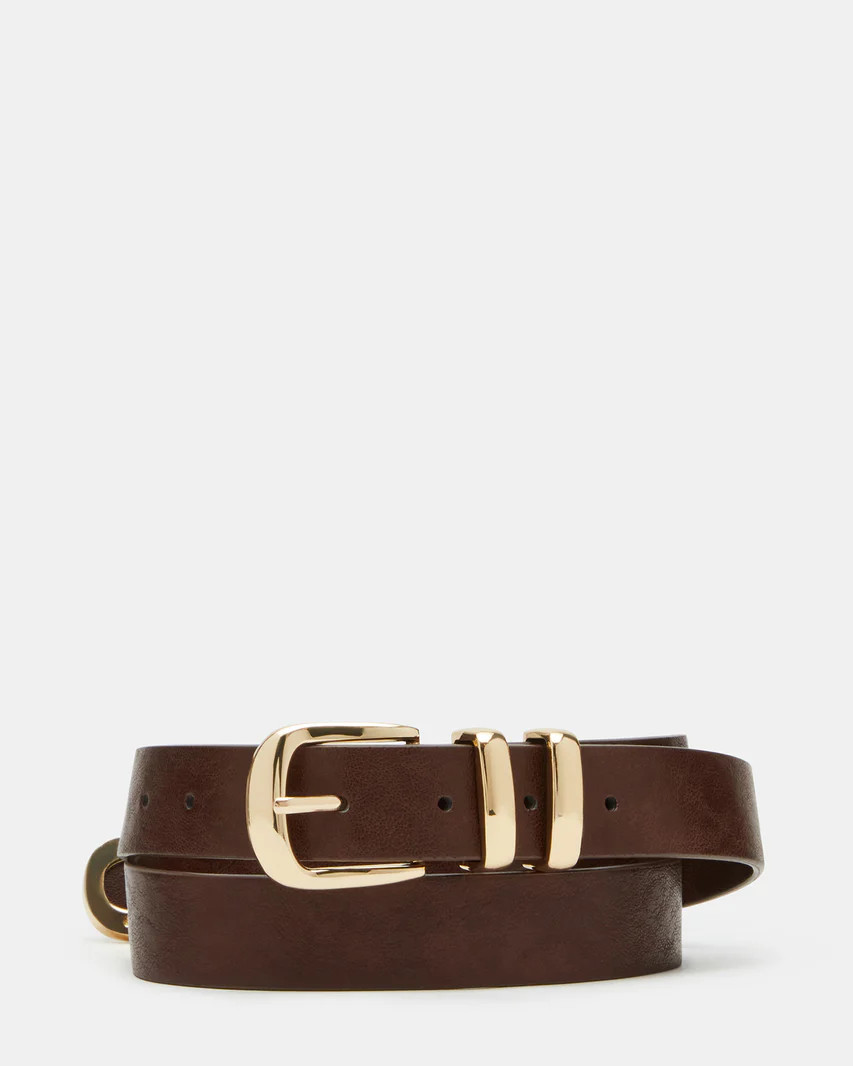 TEXTURED Belt Chocolate | Women's Textured Flop Tip Belt | Steve Madden (US)