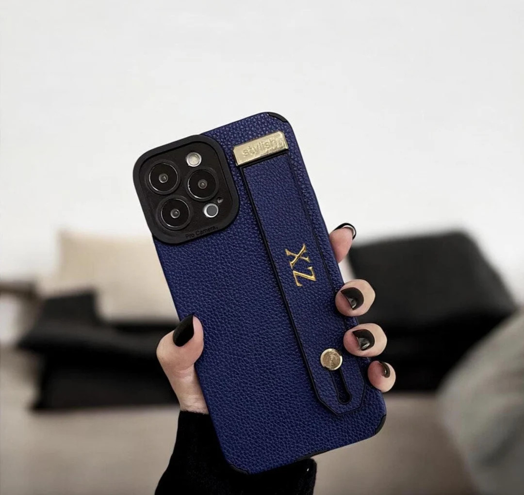 Personalized Gold Initial Embossed iPhone Case With Strap iPhone 16 15 14 13 12 11 Pro Max Engrav... | Etsy (US)