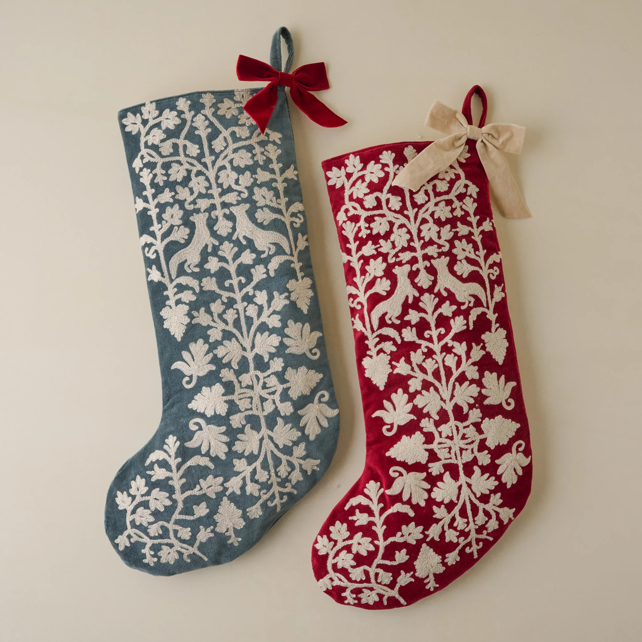 Enchanted Forest Embroidered Velvet Stocking | Magnolia