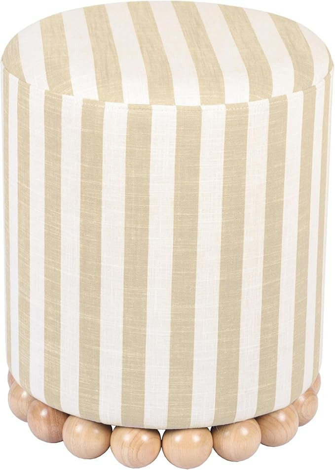 Tov Furniture Dex Beige Striped Linen Ottoman | Amazon (US)