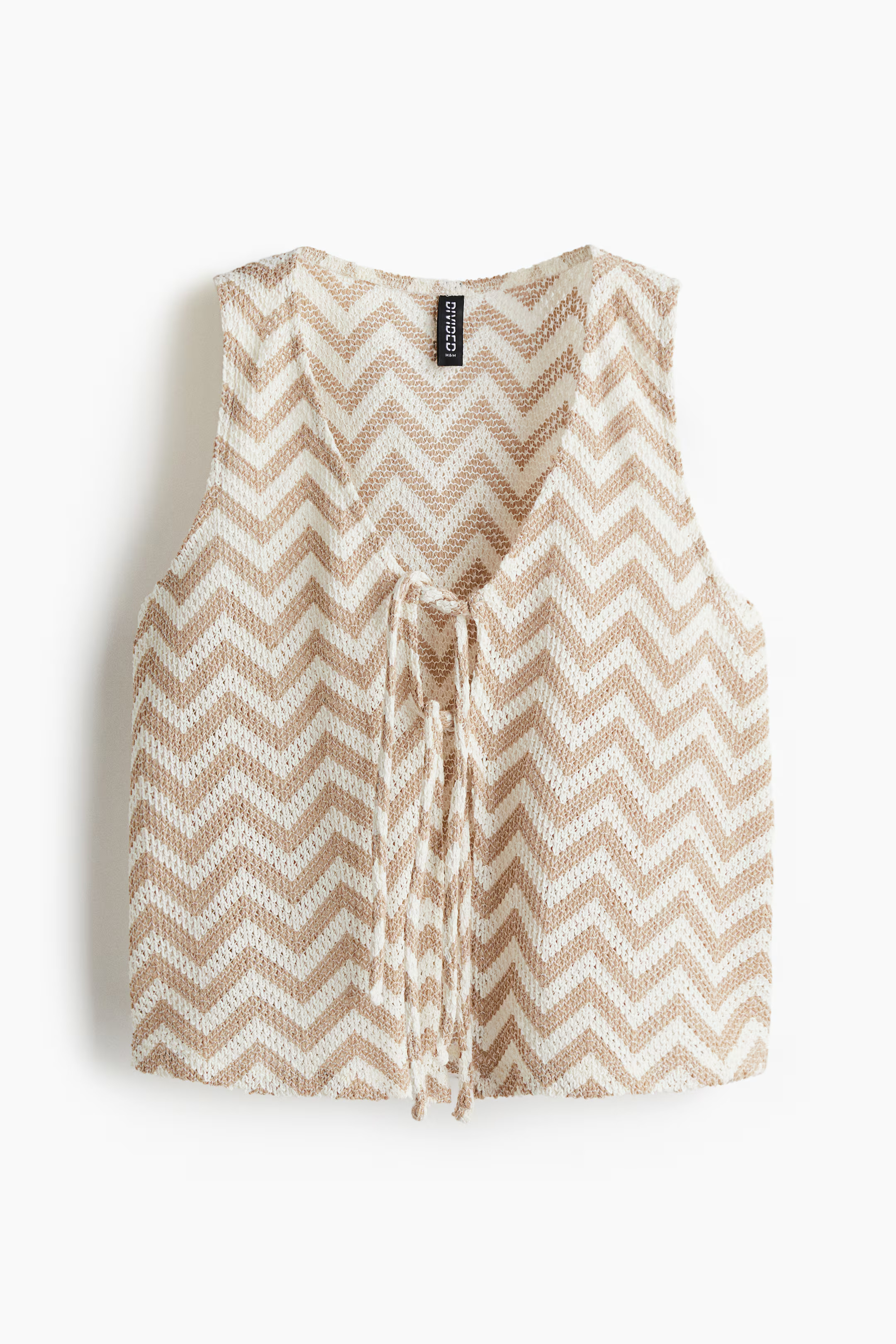 Tie-front jacquard-knit waistcoat | H&M (UK, MY, IN, SG, PH, TW, HK)