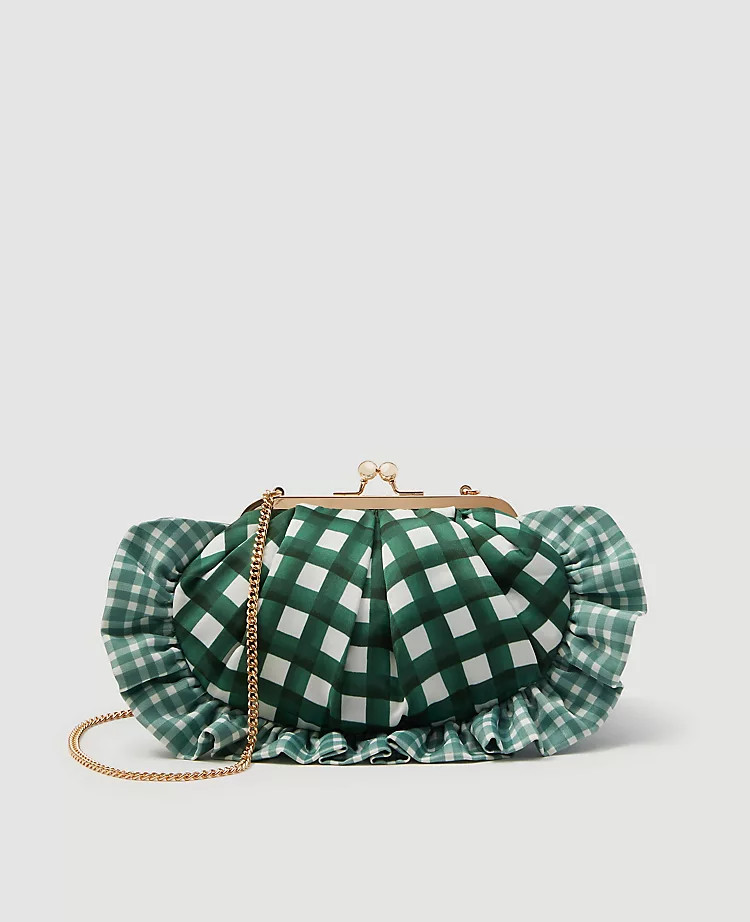 Gingham Ruffle Clutch Bag | Ann Taylor | Ann Taylor (US)