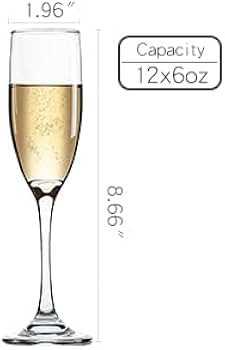 Champagne Flutes Set of 12, 6 Oz Premium Champagne Glasses for Parties, Weddings, Classic Sparkli... | Amazon (US)
