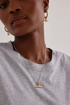 Tilly Sveaas Silver Belcher Chain T-Bar Necklace | Anthropologie (UK)