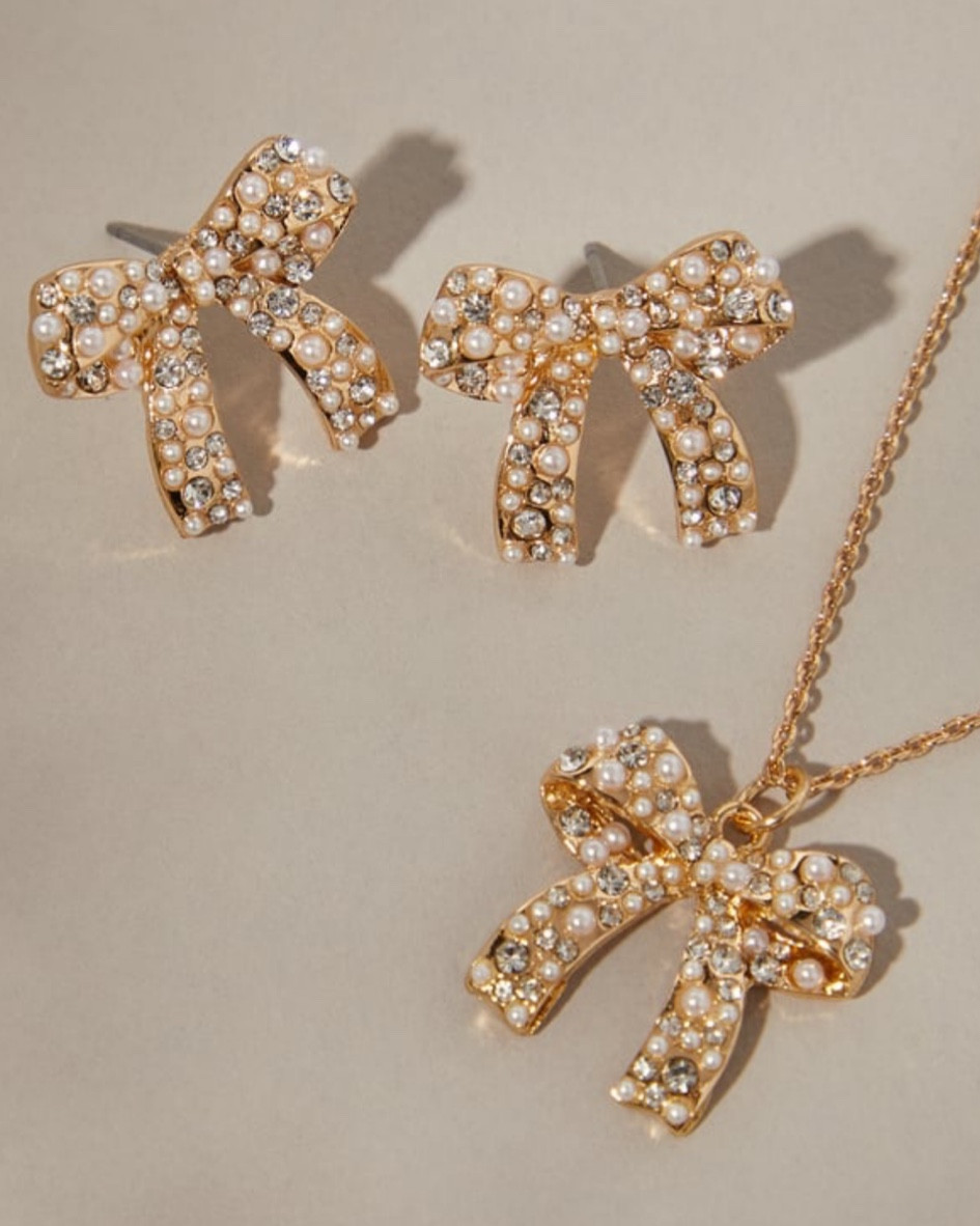 💝Gift Idea💝 These pearl encrusted bow earrings are a perfect gift for Mother’s Day, wedding gift for the bride, or just to show love for yourself or someone special. Delicate pearls are artfully arranged to form a charming bow design, creating a timeless and elegant look. These earrings are perfect for dressing up or adding a touch of femininity to everyday wear.

#LTKwedding #LTKbeauty #LTKGiftGuide