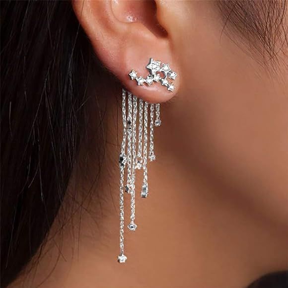 Denifery Shining Stars Tassel Earrings Hanging Exquisite Earrings,for Women and Girls | Amazon (US)