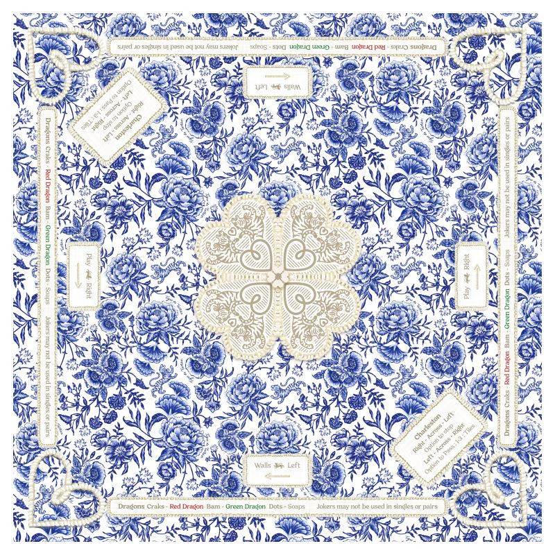 Tigre de Tartan - Mahjong Gaming Mat - Chinoiserie Bleu *Rules Edition* | Jones & Daughters