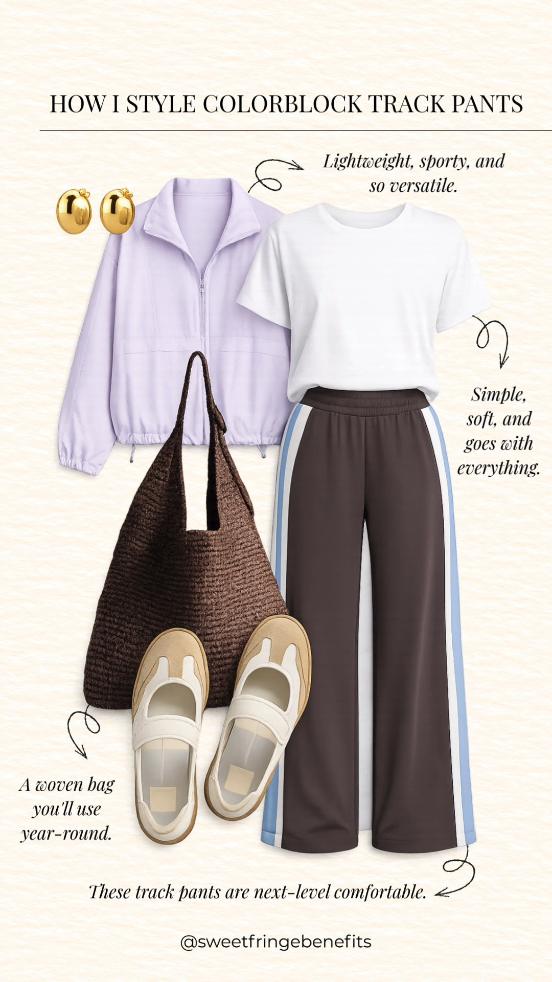 These colorblock track pants are one of my favorite wardrobe staples! They’re lightweight, incredibly comfortable, and so easy to style with a classic white tee, a lightweight zip jacket, and neutral accessories. Whether you're traveling, running errands, or grabbing lunch with friends, this sporty-chic look has you covered.

💡 LTK MADE EASY
❤️ Heart = Support my posts!
🔖 Save = Get sale & restock alerts
📋 Lists = Keep favorites organized
📲 Share = Send lists and products to a friend. Hello, Christmas List!
💬 Comment = Ask me anything about sizing or styling. :-)

#LTKootd #LTKSeasonal #LTKOver40