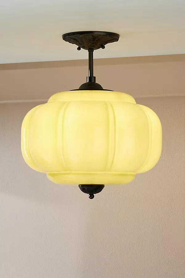 The Eloise Scallop Milk Glass Semi-Flush Mount Ceiling Light | Anthropologie (US)