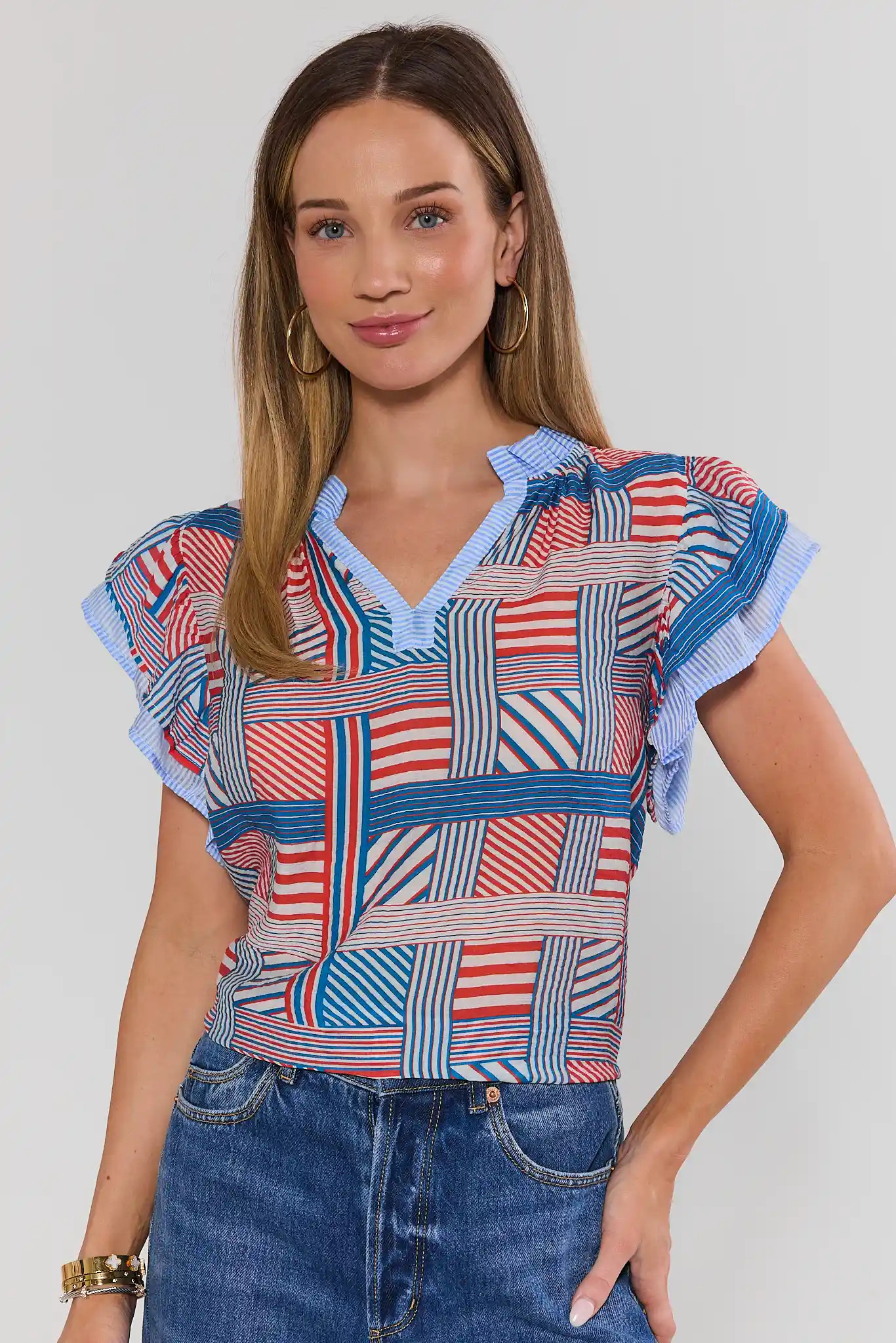 Lisa Patchwork Striped Top by THML | Avara