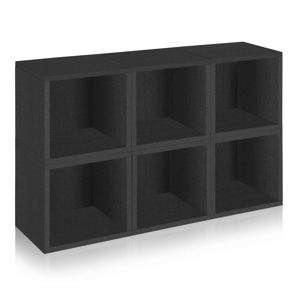 Way Basics 6-Cube Eco Stackable Storage Cubby Organizer Black Wood Grain | Target
