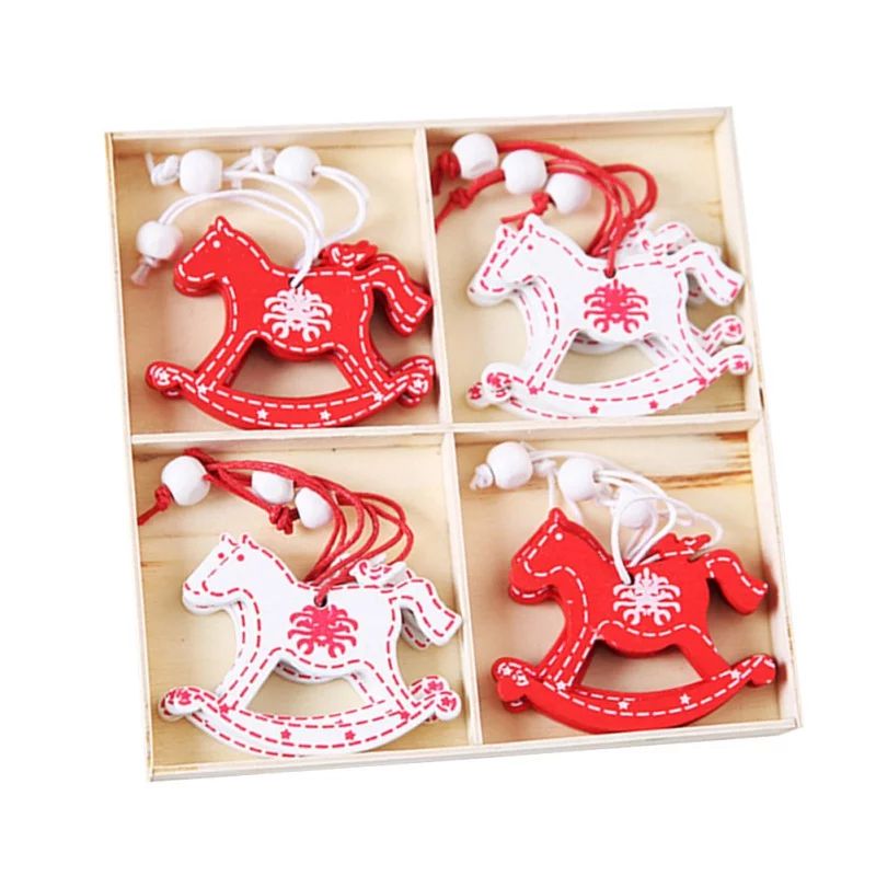 Black Friday Clearance Deal Pretty Comy 12pcs Christmas Tree Ornament Red And White Wooden Tradit... | Walmart (US)