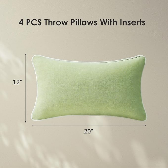 Decorative Outdoor Water Repellent Throw Pillows with Inserts, Set of 4, 20" x12" Pillows for Pat... | Amazon (US)
