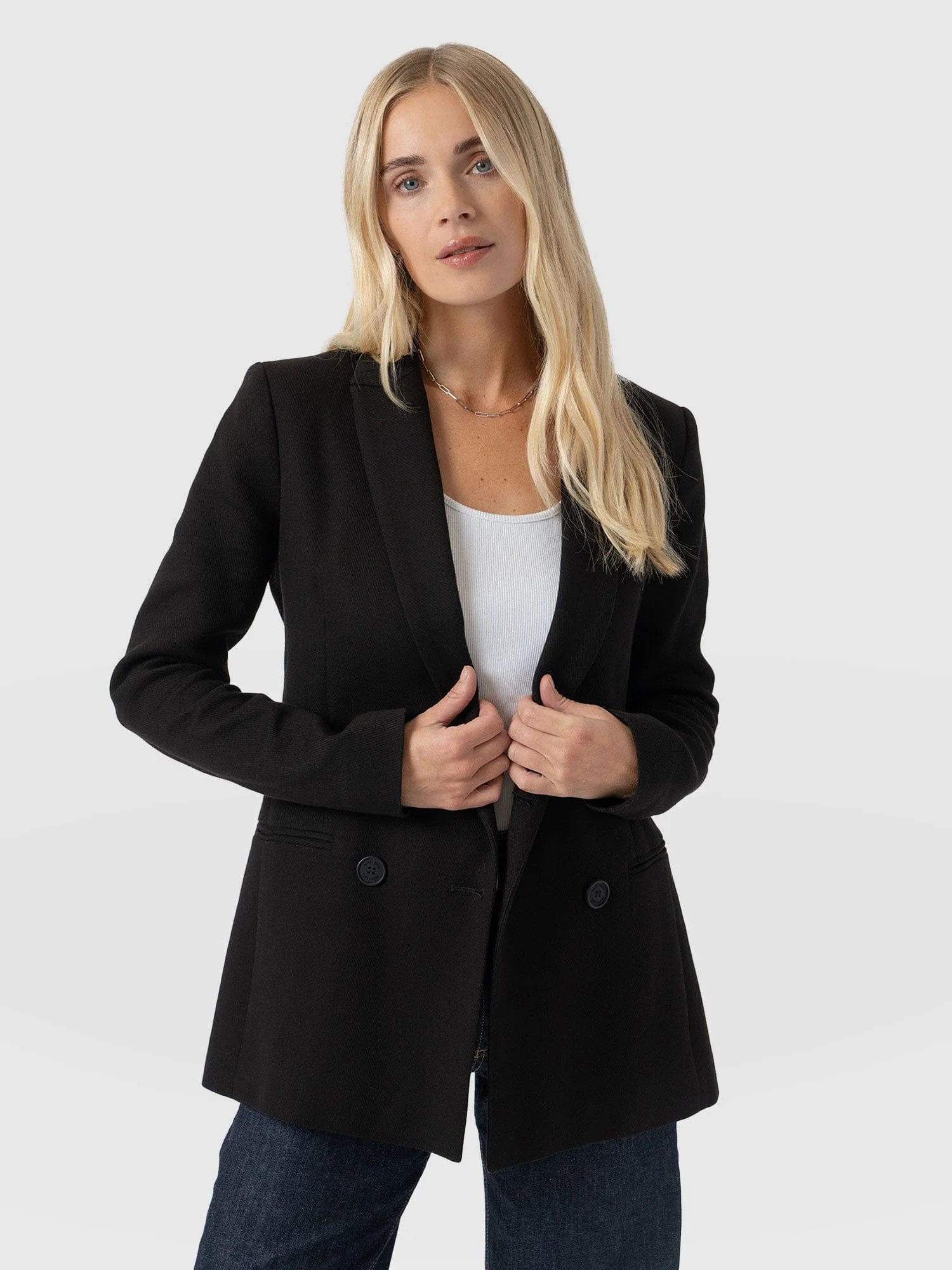 Cambridge Blazer Crepe - Black | Saint + Sofia
