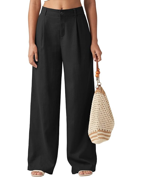 Willit Women's Linen Pants Wide Leg Work Dress Pants Casual Slacks Business Pants with Pockets | Amazon (US)