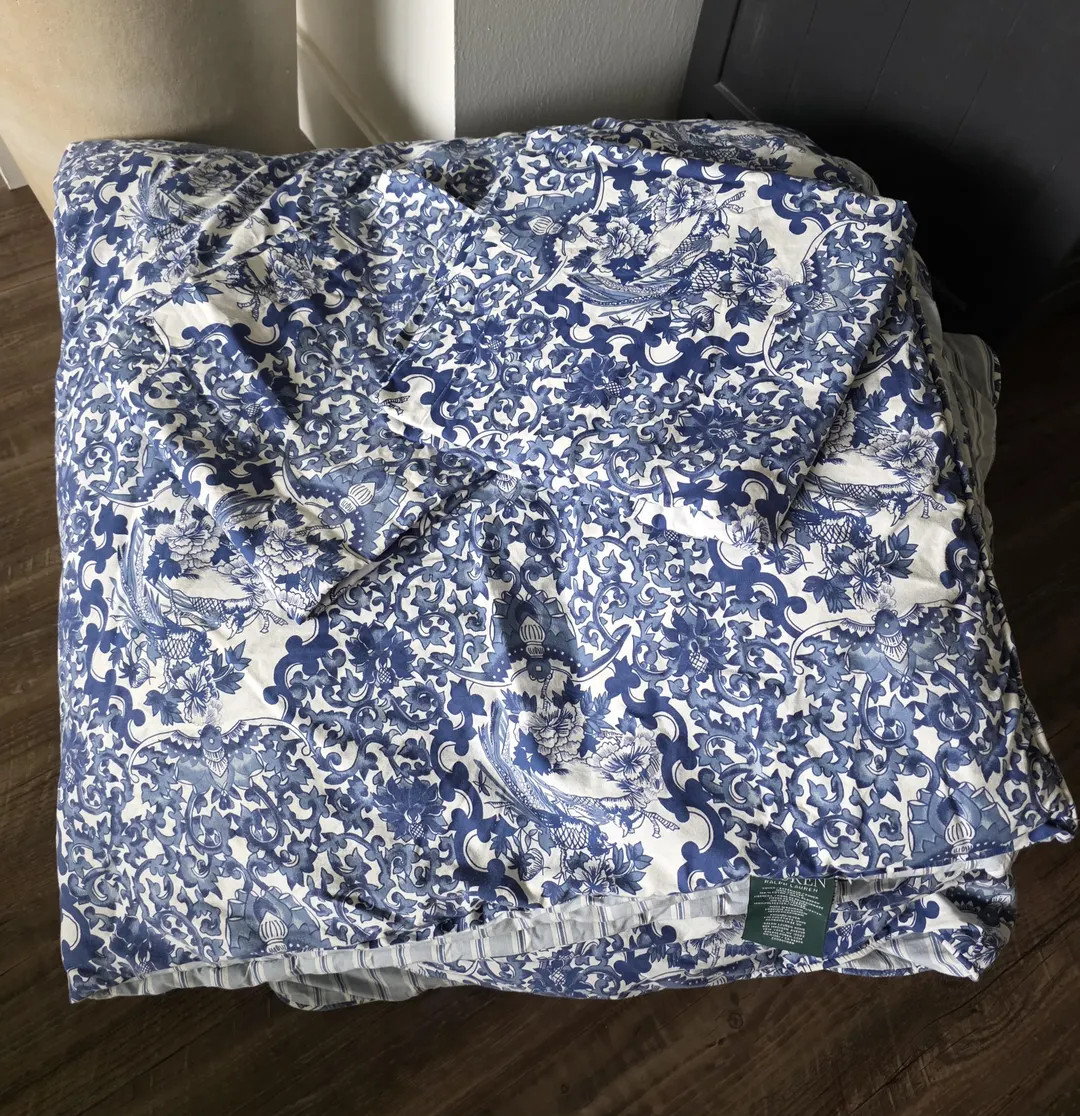Vintage Ralph Lauren Tamarind Porcelain Blue & White Striped Bird King Comforter Bedding Set W/ 2... | Etsy (US)