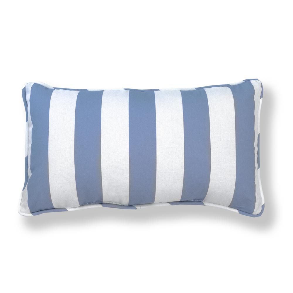 Hampton Bay Denim Awning Stripe Outdoor Lumbar Pillow 7907-04420411 - The Home Depot | The Home Depot