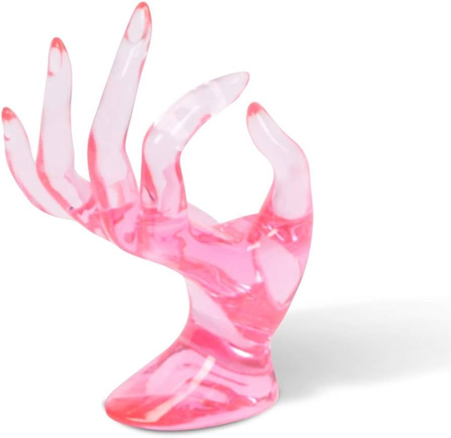 DI QIU REN Hand Form Ring Holder Jewelry Display Holder, Pink Room Decor Aesthetic Bracelet Ring ... | Amazon (US)
