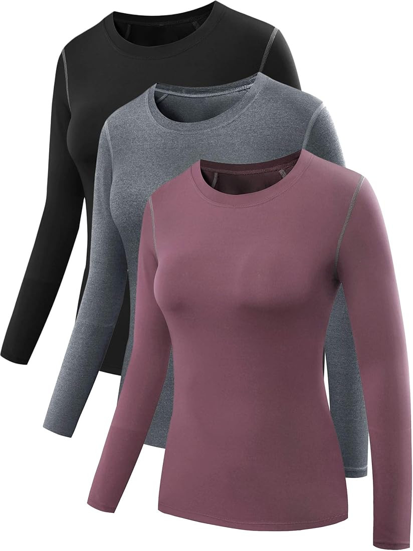 NELEUS Women's 3 Pack Athletic Compression Long Sleeve T Shirt Dry Fit | Amazon (US)