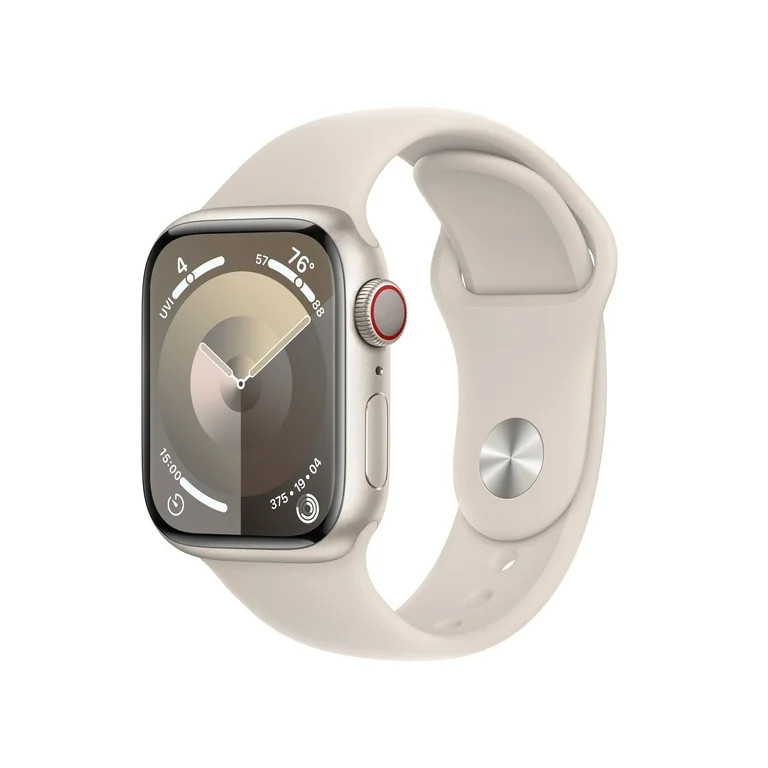 Apple Watch Series 9 GPS + Cellular 41mm Starlight Aluminum Case with Starlight Sport Band - S/M | Walmart (US)