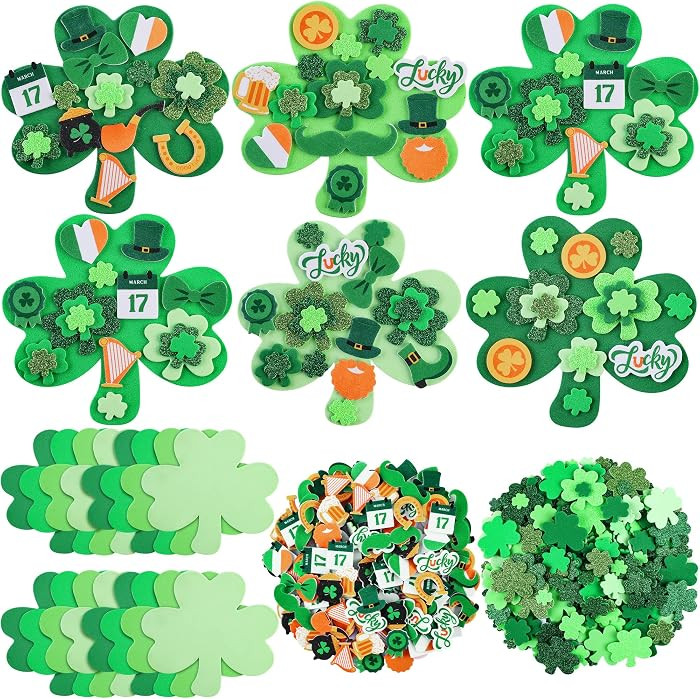 Fovths 516 Pieces St. Patrick's Day Foam Craft Kit Include Foam Shamrock and Self-Adhesive Foam S... | Amazon (US)