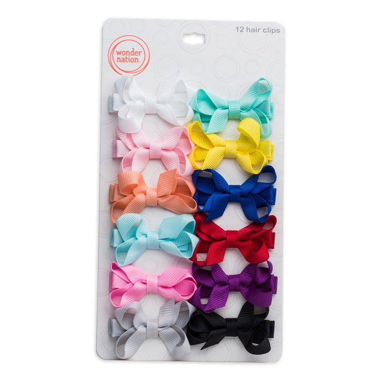 Wonder Nation Baby Girls Bow Clips, 12-Pack - Walmart.com | Walmart (US)